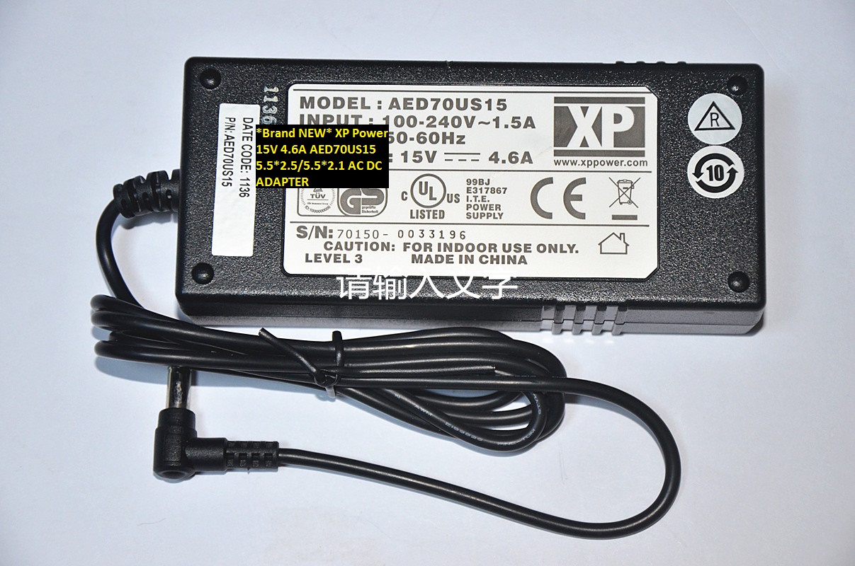 *Brand NEW* AC100-240V XP Power 15V 4.6A AC DC ADAPTER AED70US15 5.5*2.5/5.5*2.1 - Click Image to Close